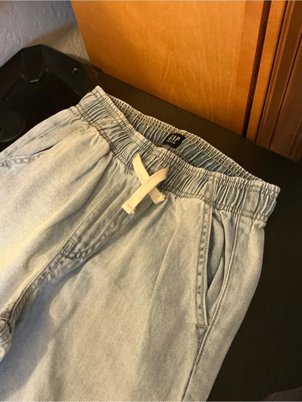 GAP Kids Cream Wide-Leg Pants with Blue Star Patches size xl 12